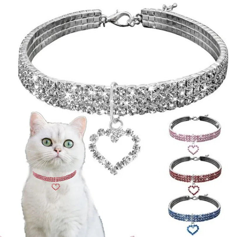 Collier Strass Élastique pour Chats & Chiens – Bijou Amour et Éléganc